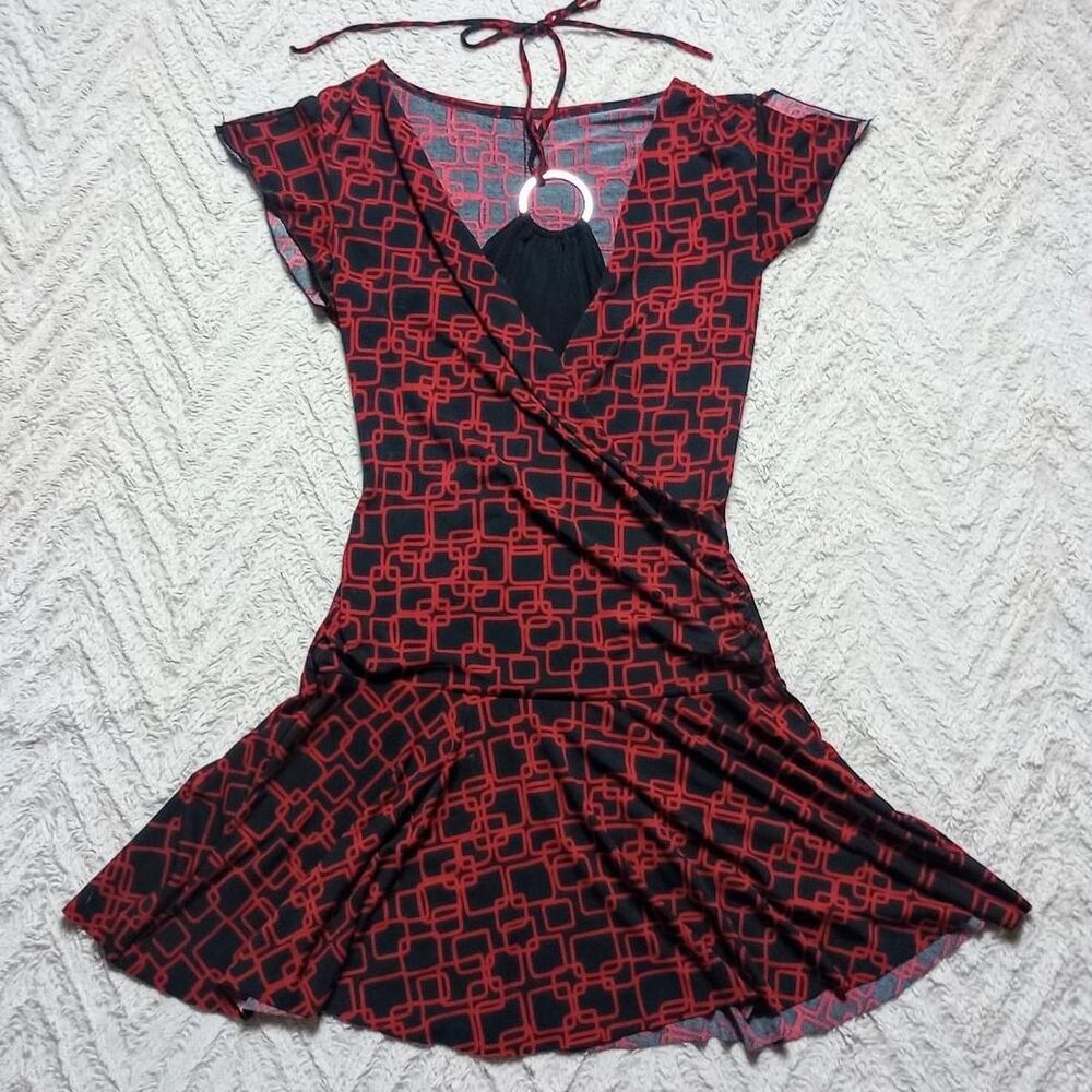 Y2K Black Red O-Ring Fluttery Grunge Halter Top